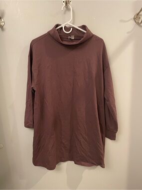 ASOS DESIGN Mauve Mock Neck Shift Dress Long Sleeve 100% Cotton US 8 ⭐